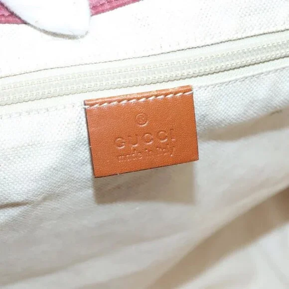 GUCCI GG Canvas Tote Bag Nylon Pink Silver 282439 Auth ti3238 - Picture 7 of 16